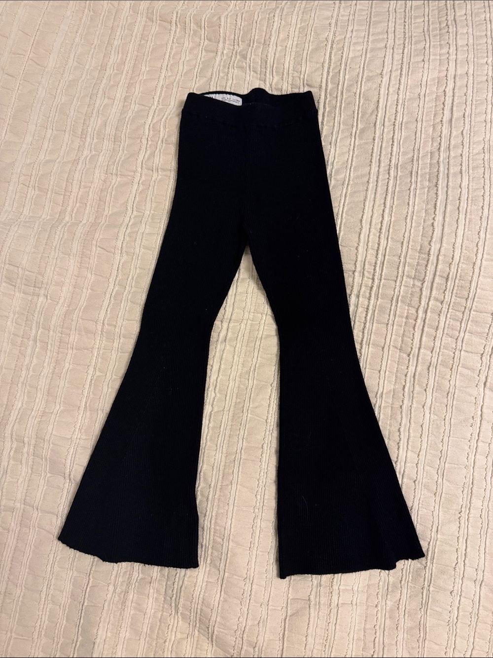 Barely worn Zara Black Ribbed Flare Leggings for Kids Sz 6-7 (run small)